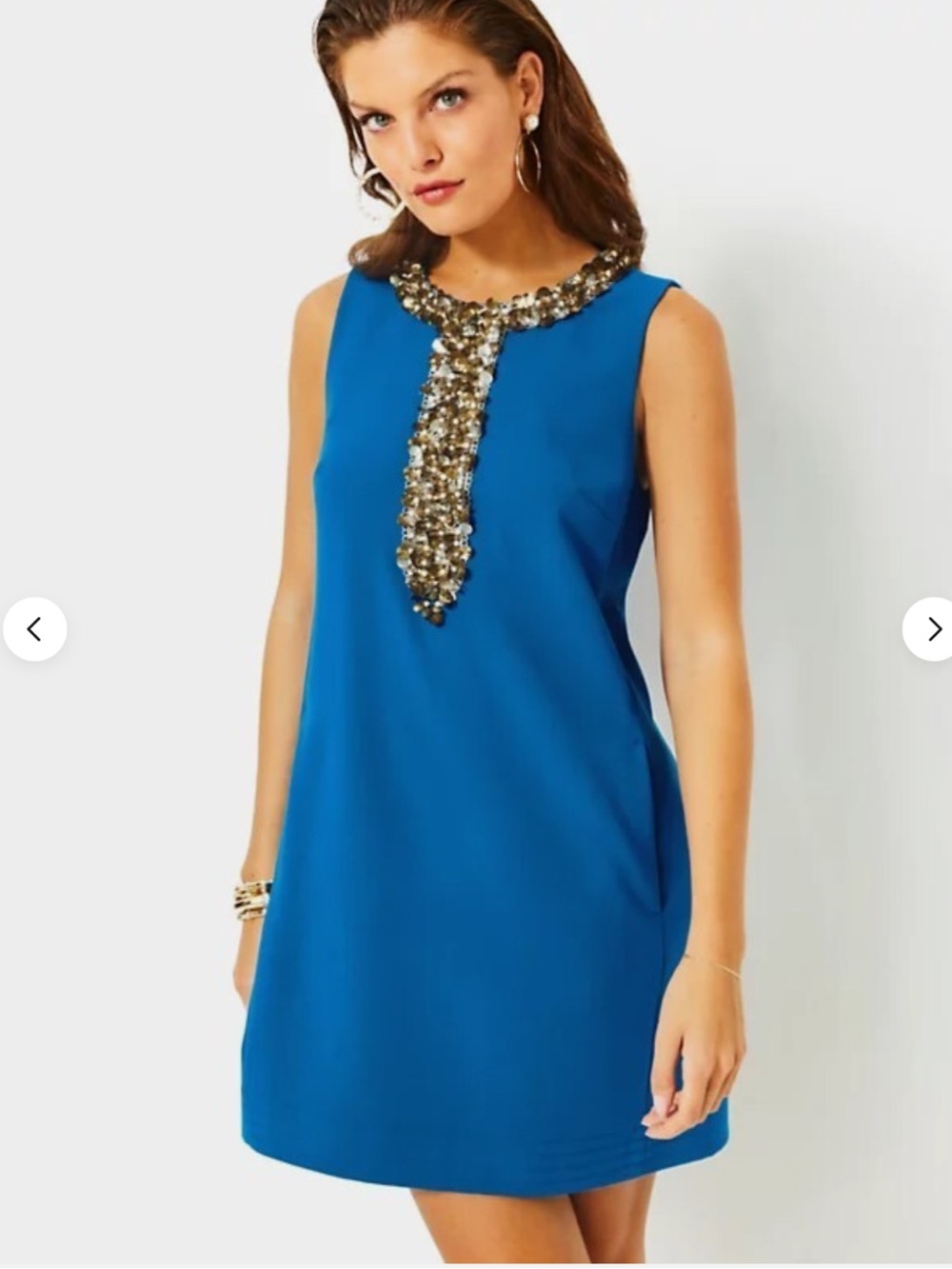 Lily Pulitzer Edita Royal Blue Sleeveless Dress with Gold Beaded Placket
